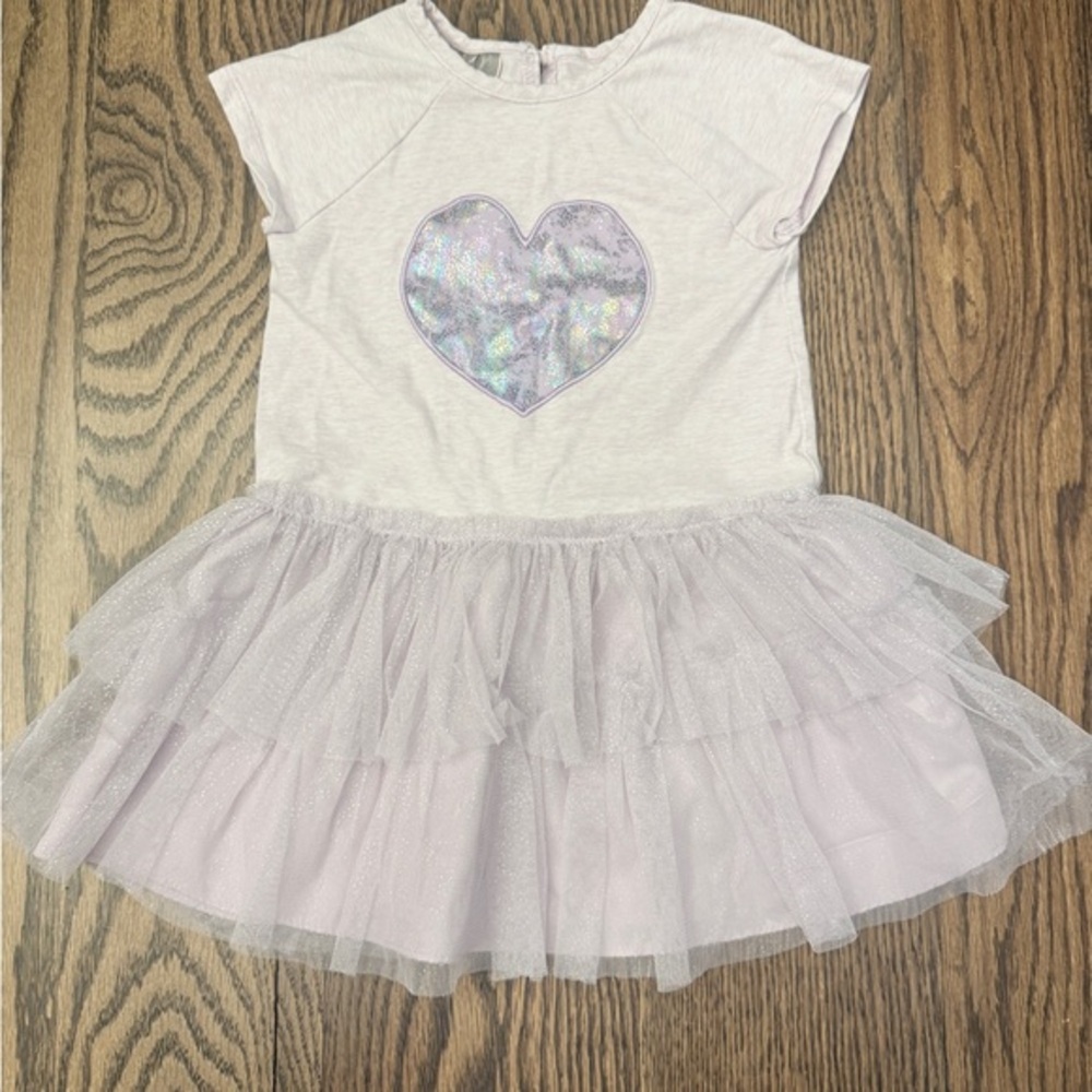Pippa & Julie Sparkly Lavender Heart Toddler Girls 3T Dress. EUC BC